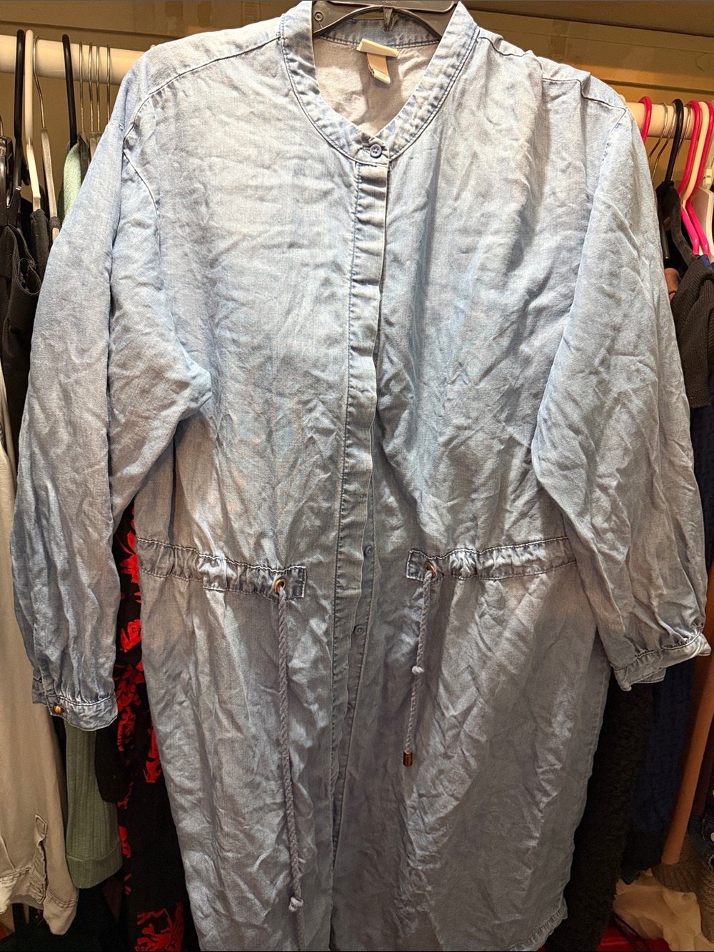 Light Blue Women's Long Drawstring JShirt dress